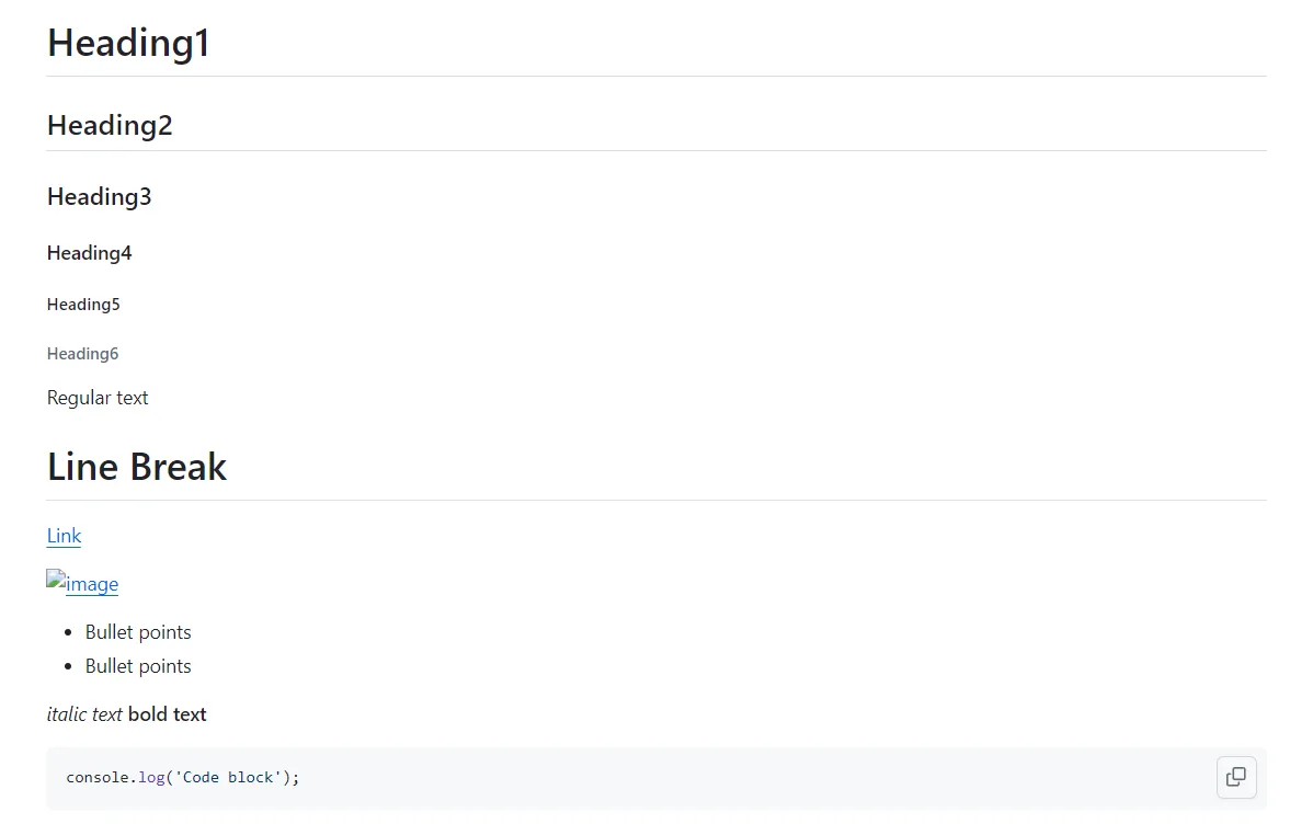 Documentation heading example
