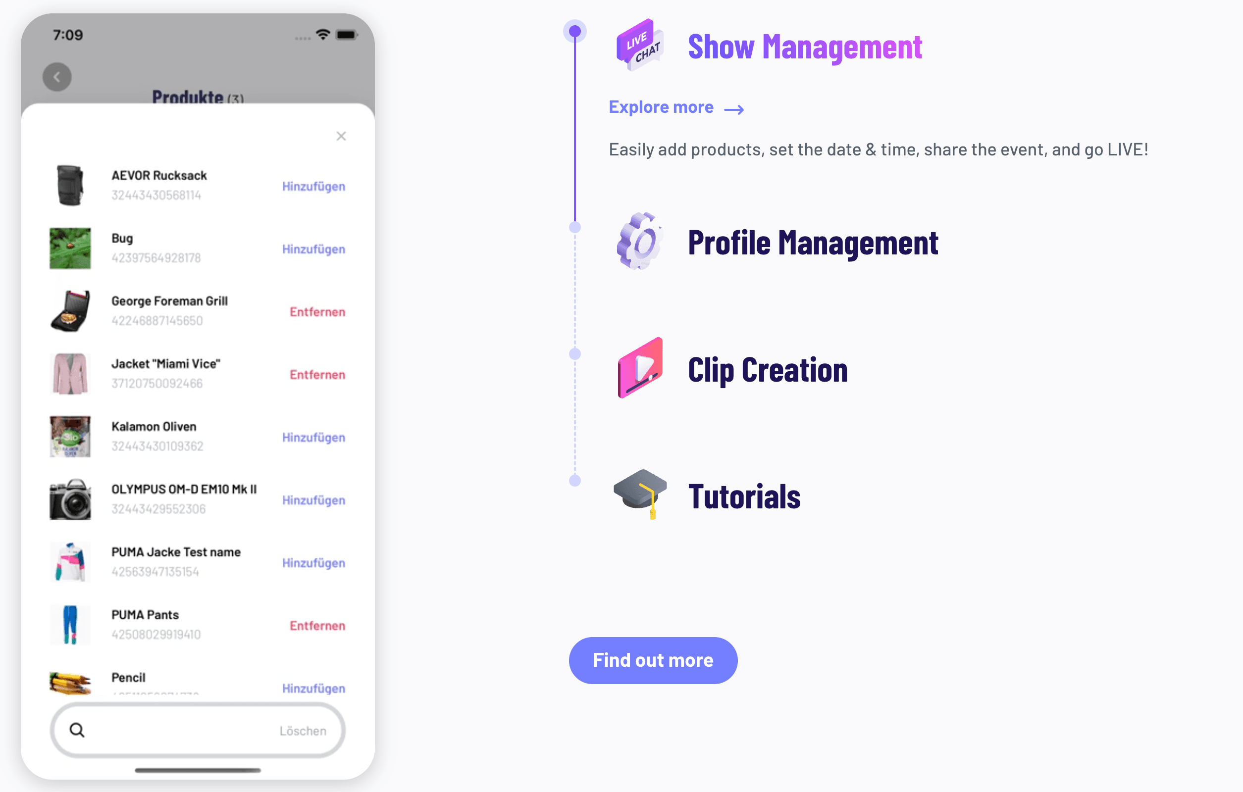 LIVEBUY interface 2