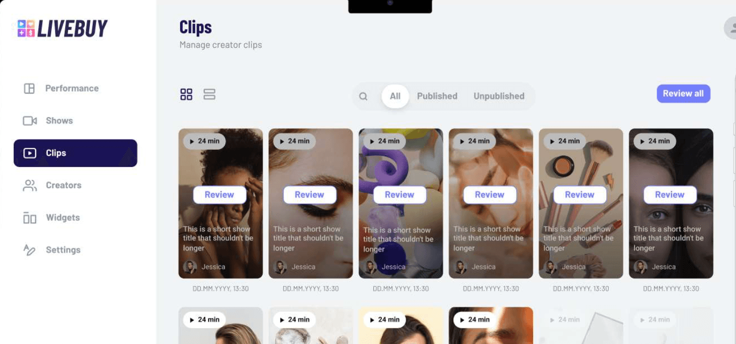 LIVEBUY interface 3
